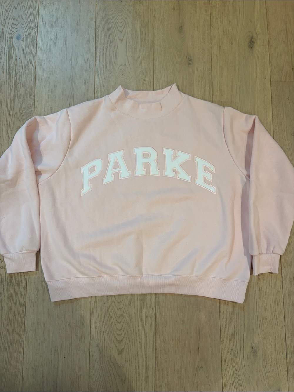 NWT Parke Varsity mockneck sweatshirt, light pink color, size L/ XL